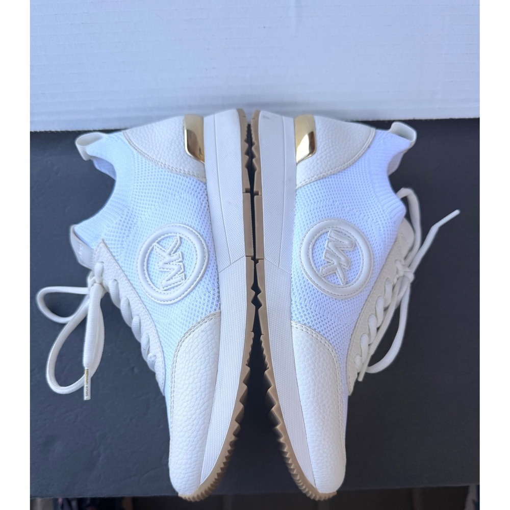 Michael Kors Felix Trainer Leather White Wedge Mesh Lace Up Low Top Sneakers 8.5 - Picture 6 of 12